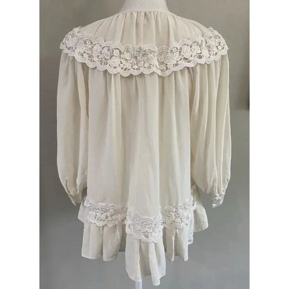 Kate Spade New York Blouse Top Silk Cream Lace Tassel Small S - Picture 2 of 5